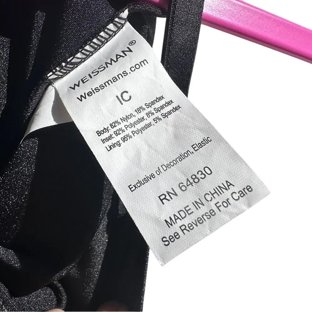 Weissmans dance black bodysuit unitard base adjustable shoulder straps size IC